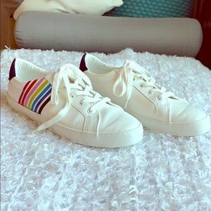 GAP White Sneakers with Rainbow Stripes